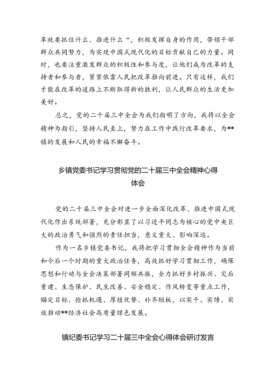 （9篇）乡党委基层干部学习学习二十三中全会精神研讨发言（详细版）.docx_第3页