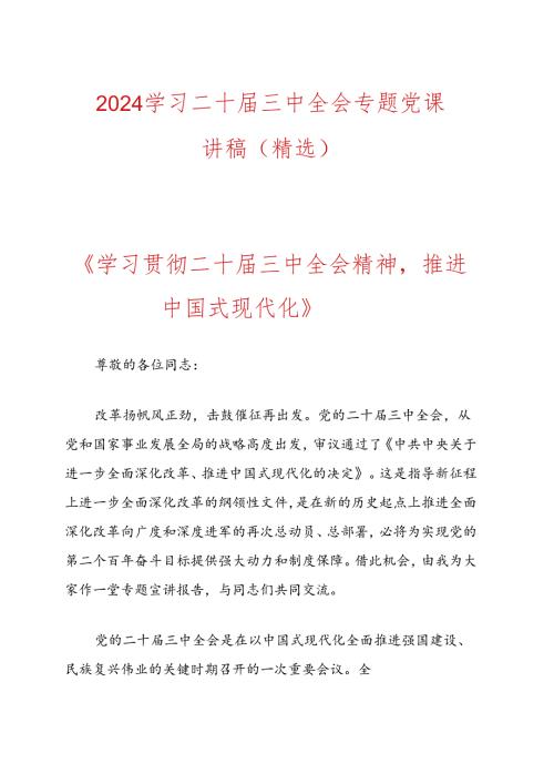 2024学习二十三中全会专题党课讲稿（精选）.docx