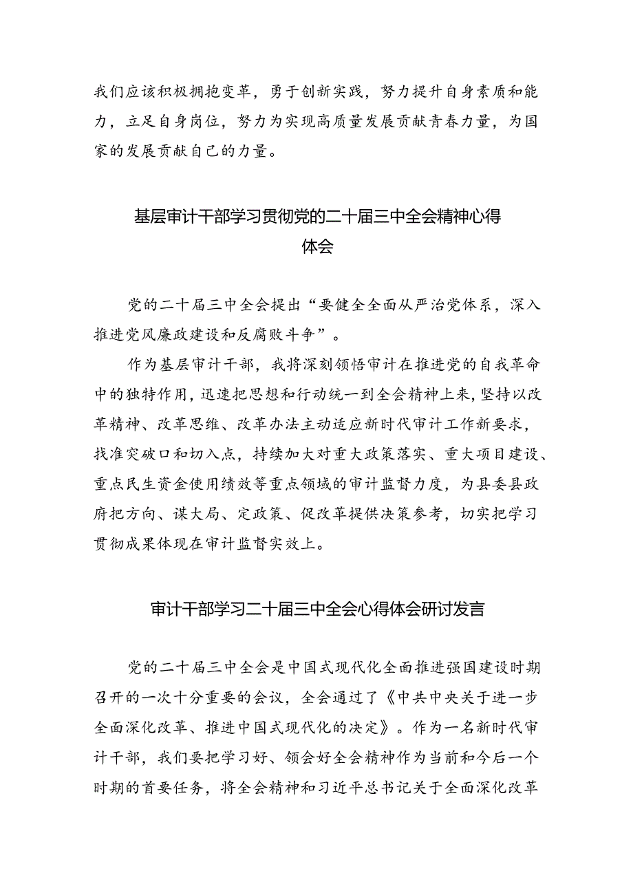 （6篇）审计干部学习党的二十三中全会精神交流发言范文.docx_第3页