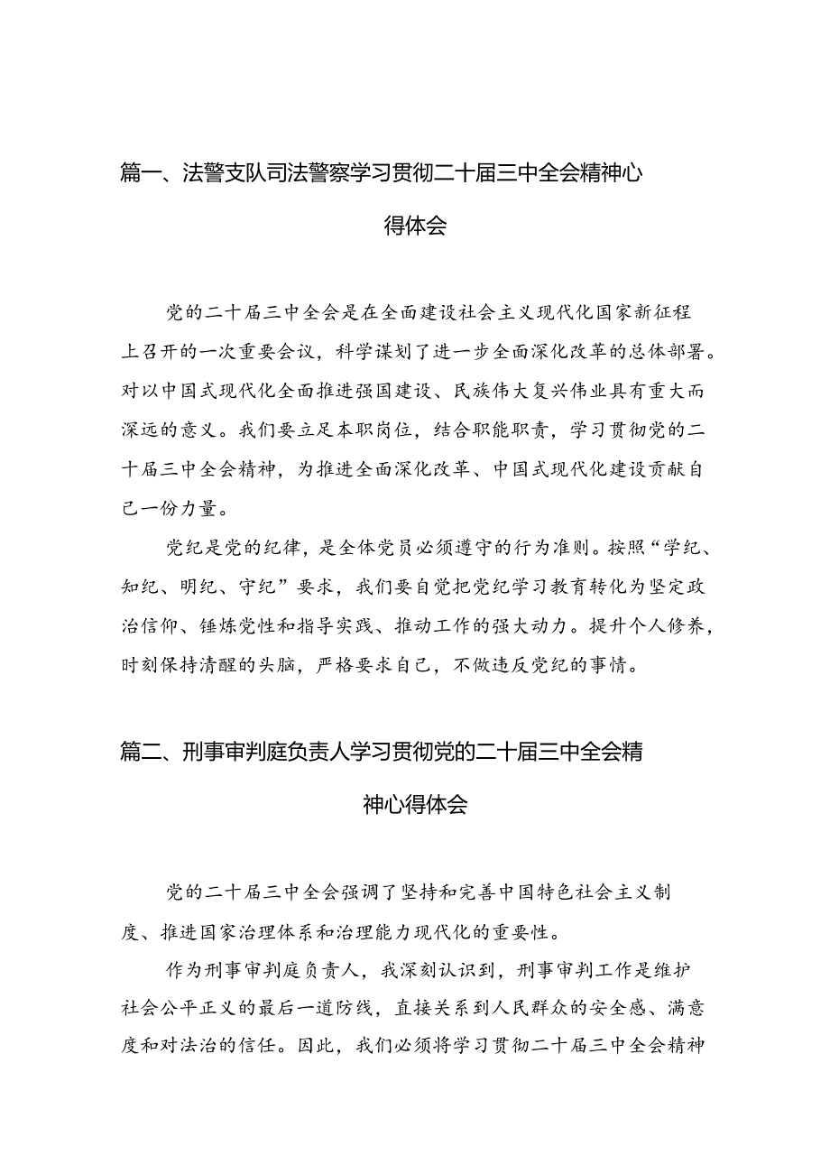（10篇）法警支队司法警察学习贯彻二十三中全会精神心得体会范文.docx_第2页