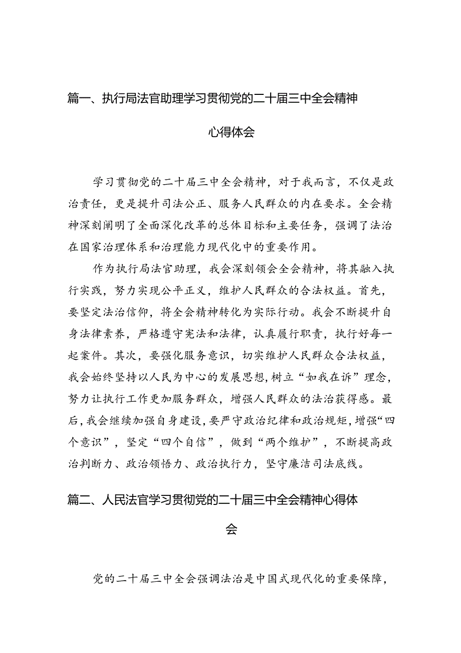 （10篇）执行局法官助理学习贯彻党的二十三中全会精神心得体会（精选）.docx_第2页