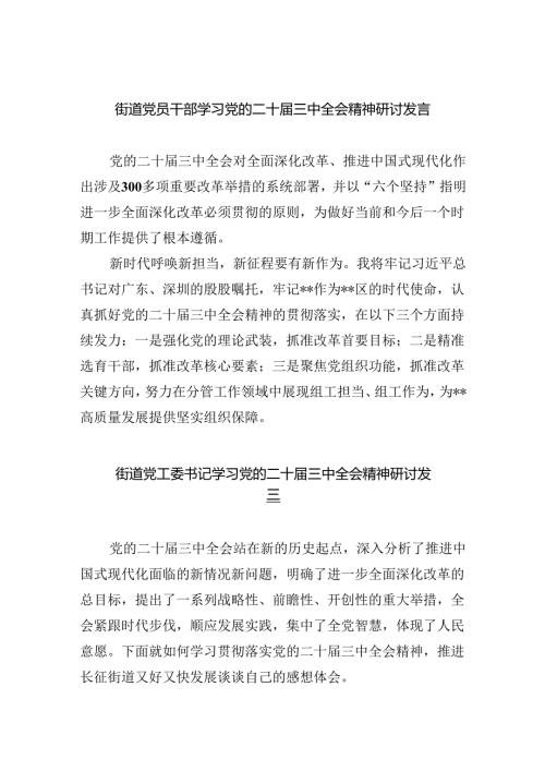 街道党员干部学习党的二十三中全会精神研讨发言（共五篇）.docx