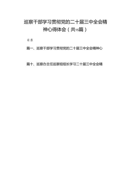 （15篇）巡察干部学习贯彻党的二十三中全会精神心得体会参考范文.docx