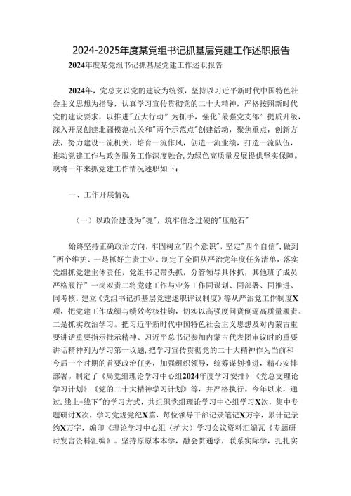 20242025某党组书记抓基层党建工作述职报告.docx