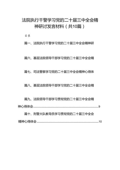 （10篇）法院执行干警学习党的二十三中全会精神研讨发言材料范文.docx