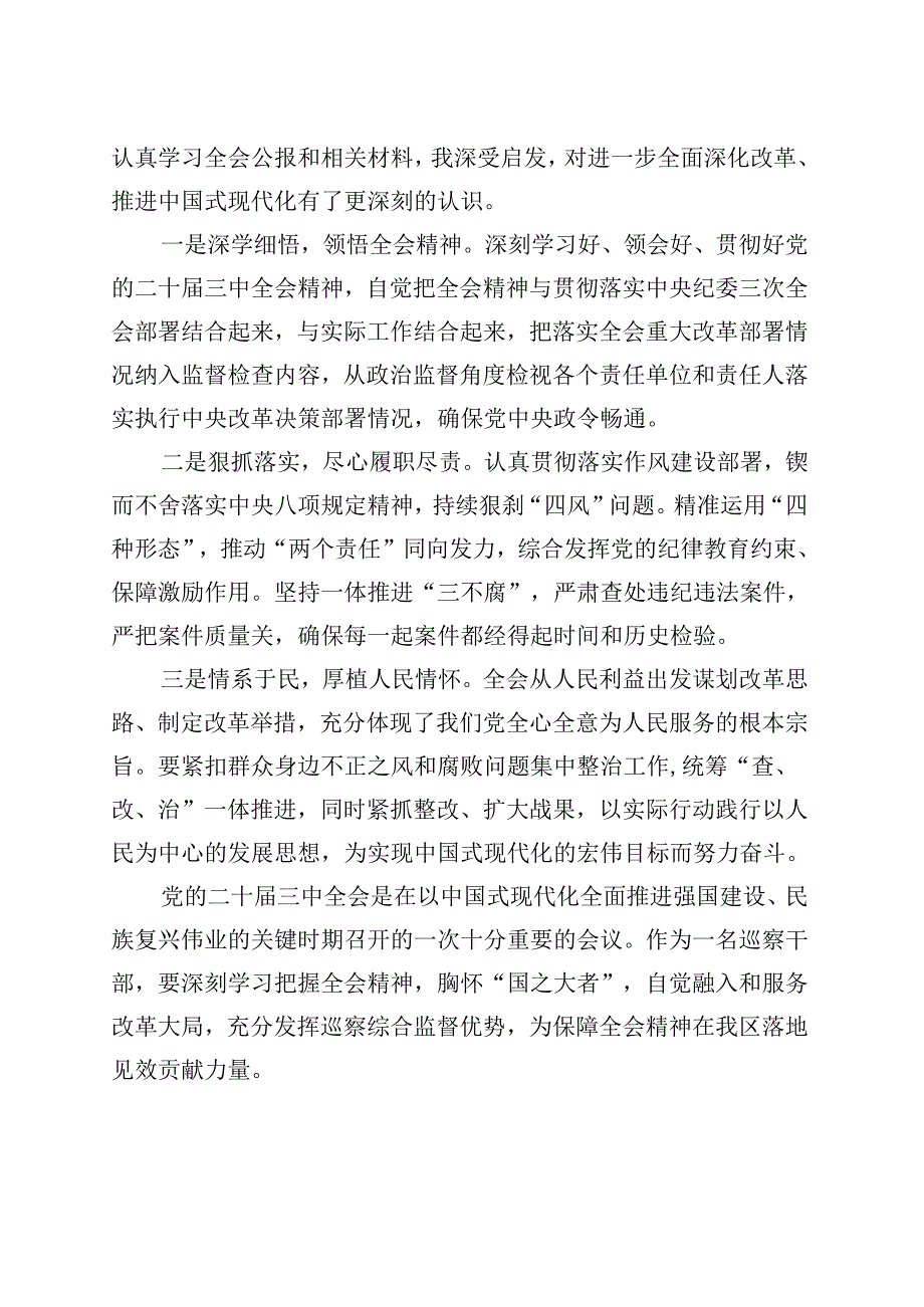 纪检干部学习二十三中全会研讨发言材料心得体会交流讲话（10篇）.docx_第3页