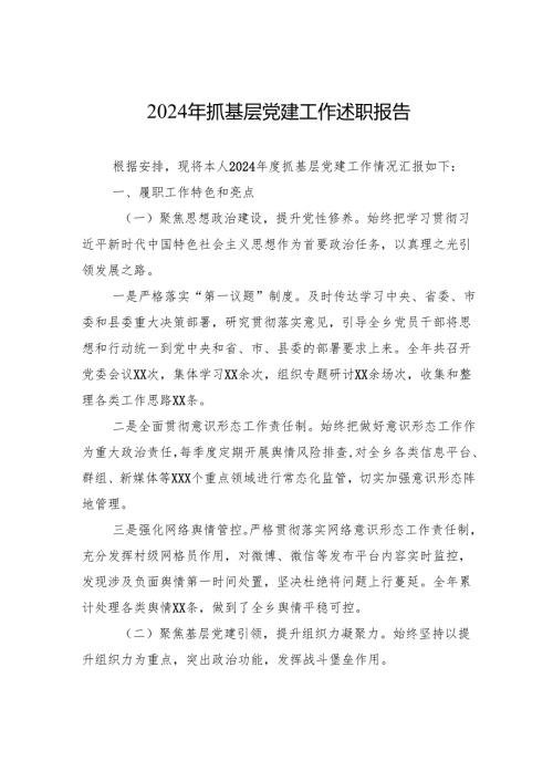 2024年抓基层党建工作述职报告.docx