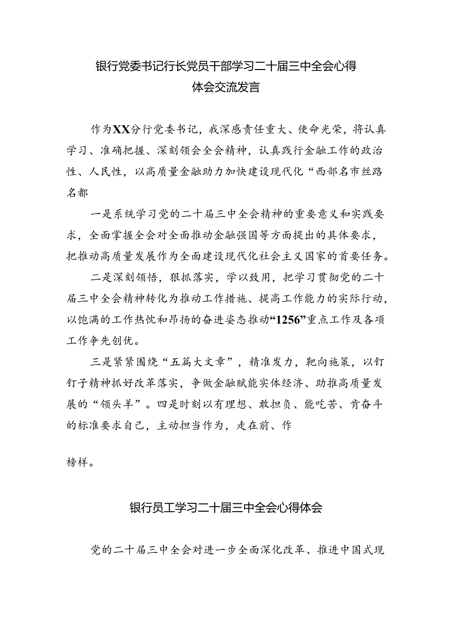 （9篇）银行青年员工学习宣传贯彻党的二十三中全会精神心得体会研讨发言（精选）.docx_第3页
