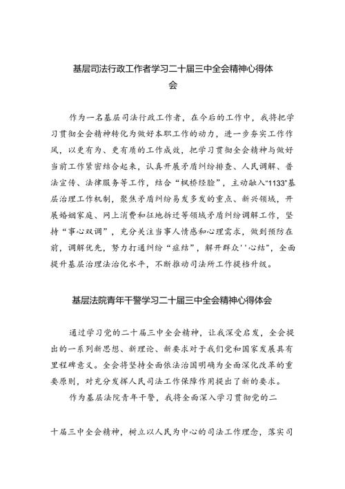 基层司法行政工作者学习二十三中全会精神心得体会（共8篇）.docx