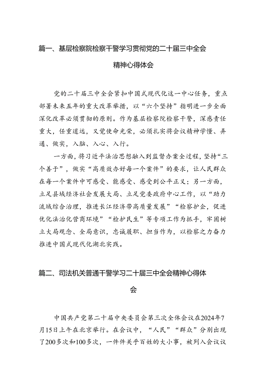 （10篇）基层检察院检察干警学习贯彻党的二十三中全会精神心得体会（精选）.docx_第2页