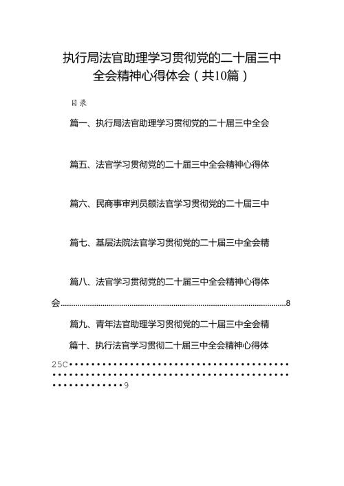 （10篇）执行局法官助理学习贯彻党的二十三中全会精神心得体会范文.docx