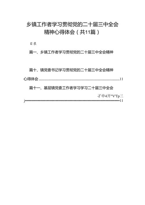（11篇）乡镇工作者学习贯彻党的二十三中全会精神心得体会范文.docx