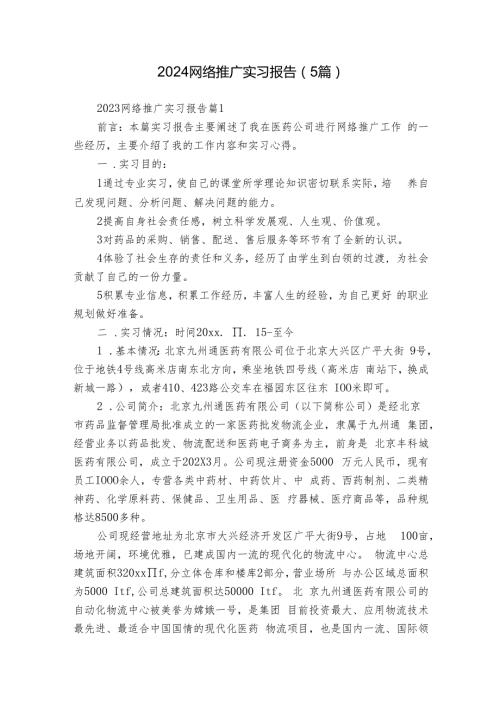 2024网络推广实习报告（5篇）.docx
