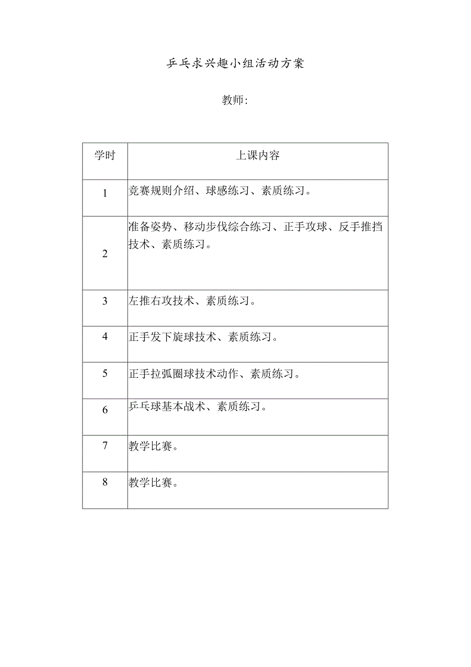 乒乓球兴趣小组活动方案、教案乒乓球教案.docx_第2页
