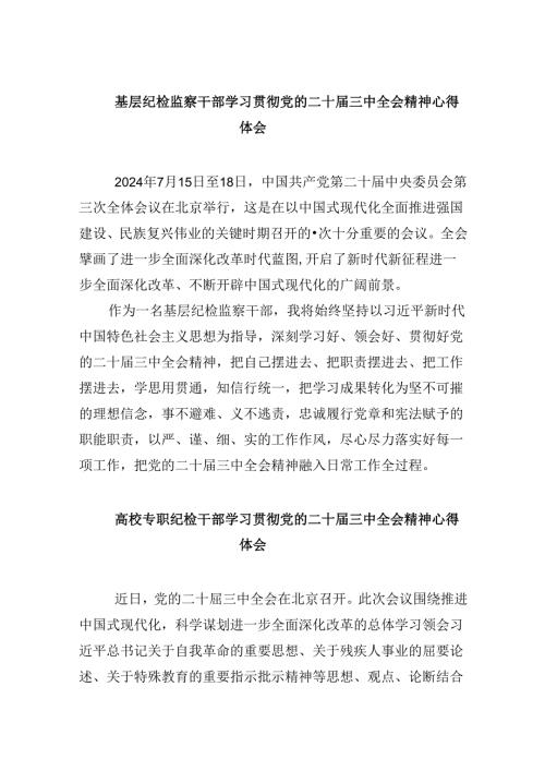 基层纪检监察干部学习贯彻党的二十三中全会精神心得体会8篇（最新版）.docx