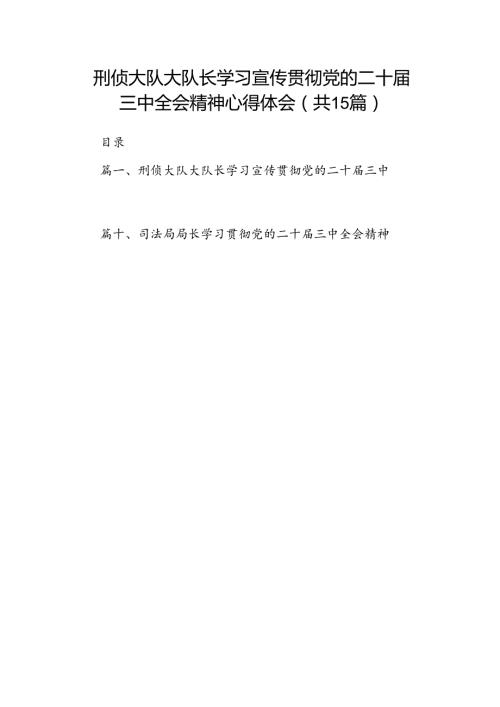 （15篇）刑侦大队大队长学习宣传贯彻党的二十三中全会精神心得体会范文.docx