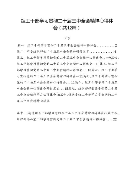 组工干部学习贯彻二十三中全会精神心得体会12篇（精选）.docx