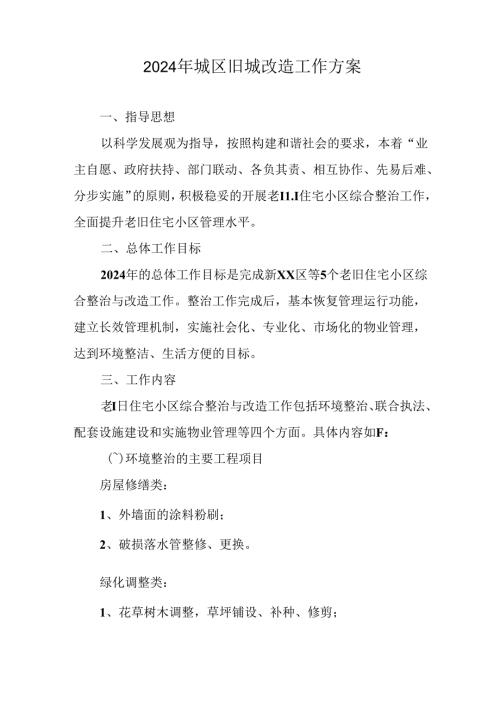 工业园区2024年城区旧城改造工作方案 （5份）.docx