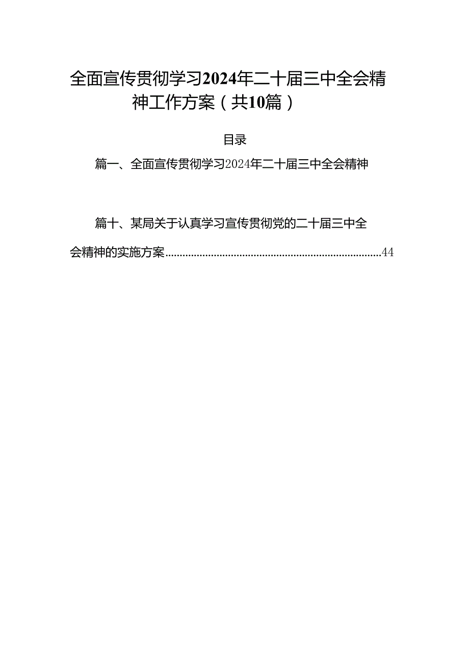 （10篇）全面宣传贯彻学习2024年二十三中全会精神工作方案范文.docx_第1页
