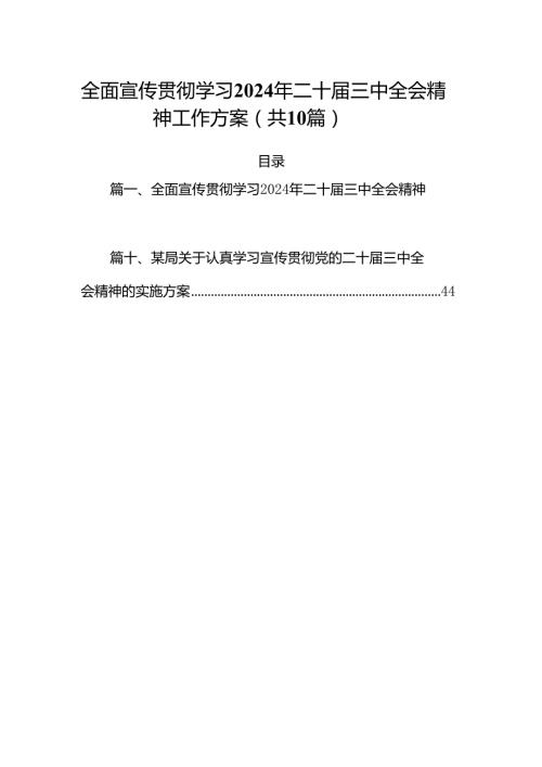 （10篇）全面宣传贯彻学习2024年二十三中全会精神工作方案范文.docx