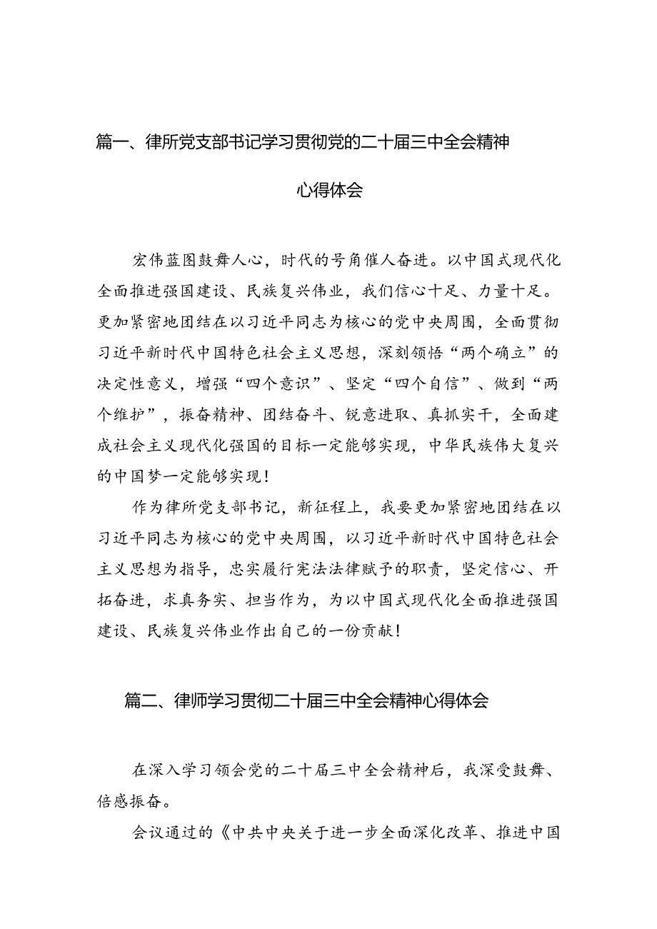 （10篇）律所党支部书记学习贯彻党的二十三中全会精神心得体会（精选）.docx_第2页