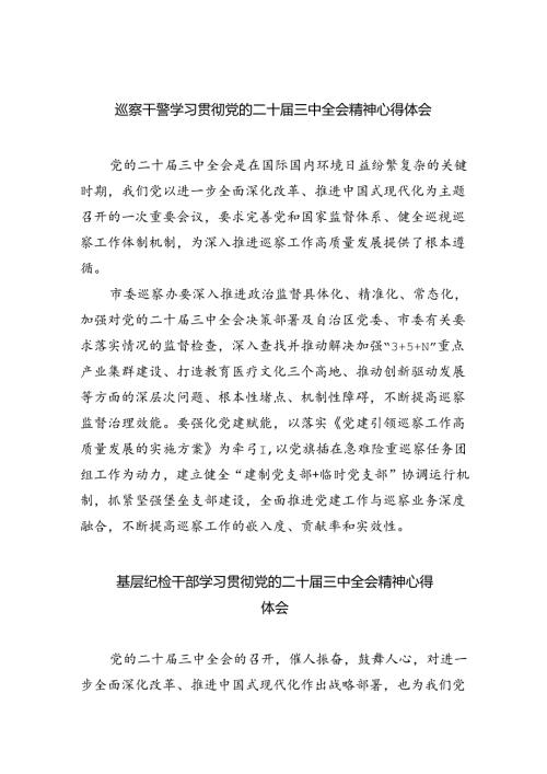 （9篇）巡察干警学习贯彻党的二十三中全会精神心得体会（详细版）.docx