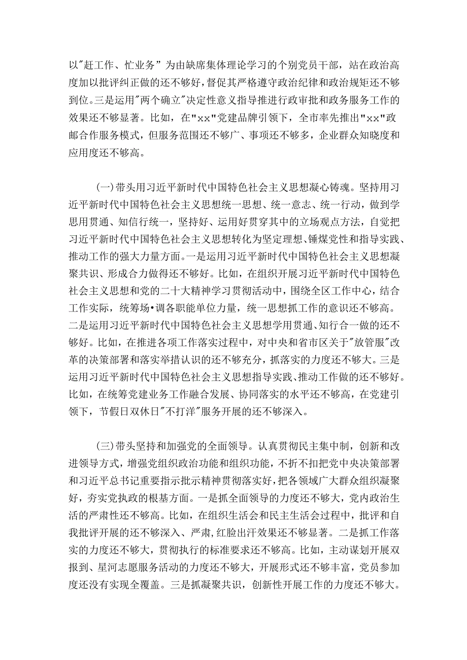 行政审批局20242025民主生活会领导班子对照检查材料.docx_第3页