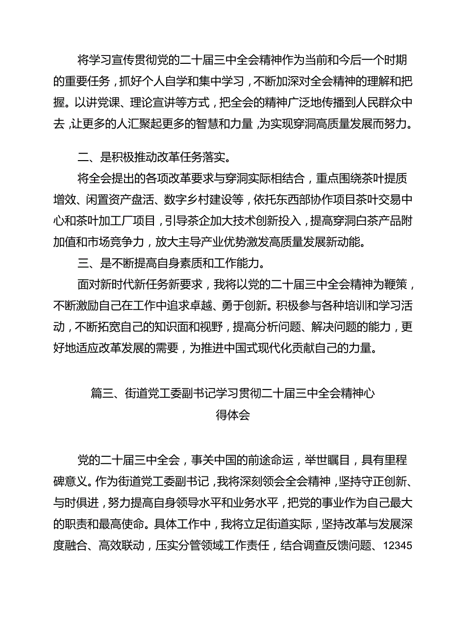 街道党工委书记学习贯彻党的二十三中全会精神心得体会范文12篇供参考.docx_第3页