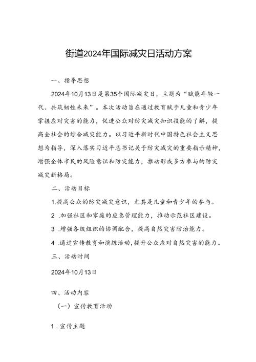 2024年国际减灾日活动方案街道范文.docx