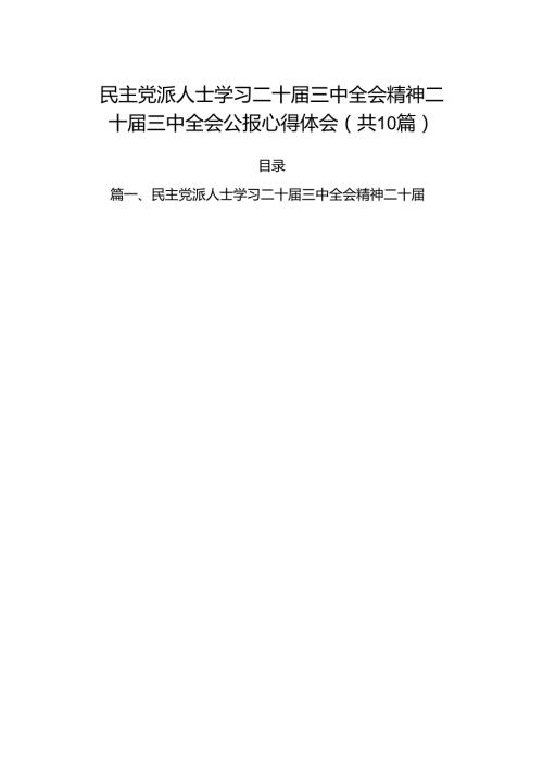 （10篇）民主党派人士学习二十三中全会精神二十三中全会公报心得体会（精选版）.docx