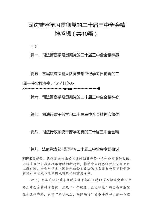 （10篇）司法警察学习贯彻党的二十三中全会精神感想范文.docx