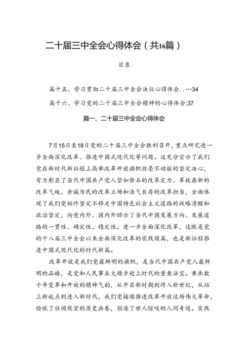 二十三中全会心得体会（共16篇选择）.docx