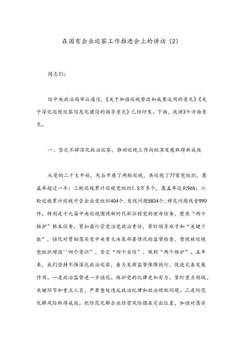 在国有企业巡察工作推进会上的讲话（2）.docx