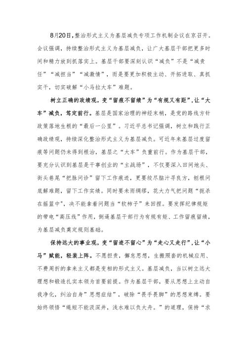 基层党员干部关于整治形式主义为基层减负研讨发言.docx