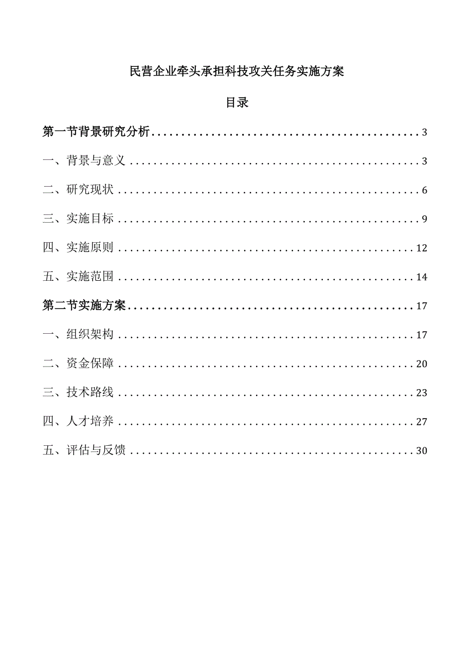 民营企业牵头承担科技攻关任务实施方案.docx