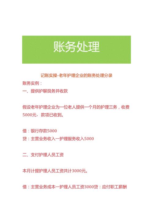 记账实操老年护理企业的账务处理分录.docx