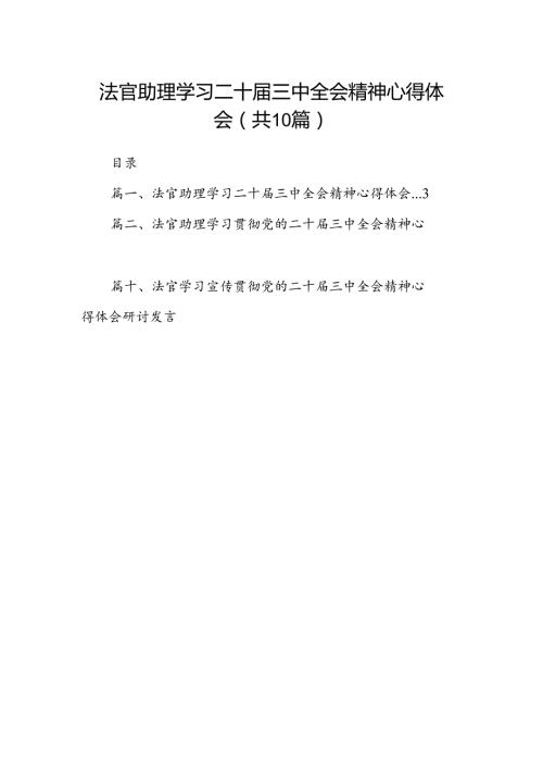 （10篇）法官助理学习二十三中全会精神心得体会（详细版）.docx