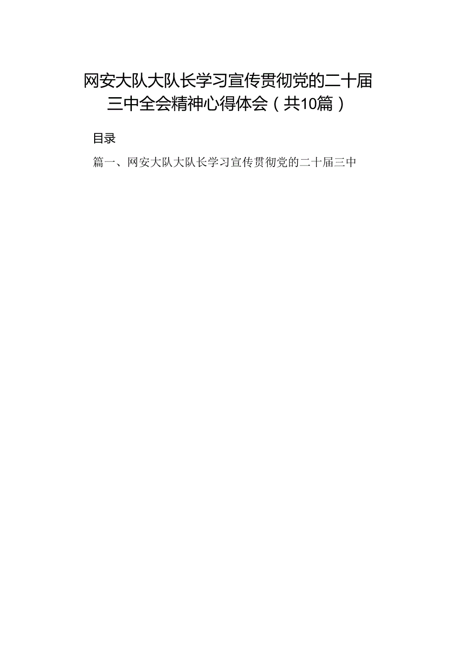 （10篇）网安大队大队长学习宣传贯彻党的二十三中全会精神心得体会（详细版）.docx_第1页