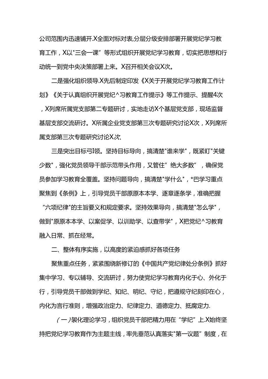 2024年关于开展党纪学习教育的工作总结 (2).docx_第2页
