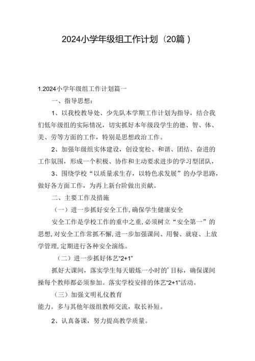 2024小级组工作计划(20篇).docx