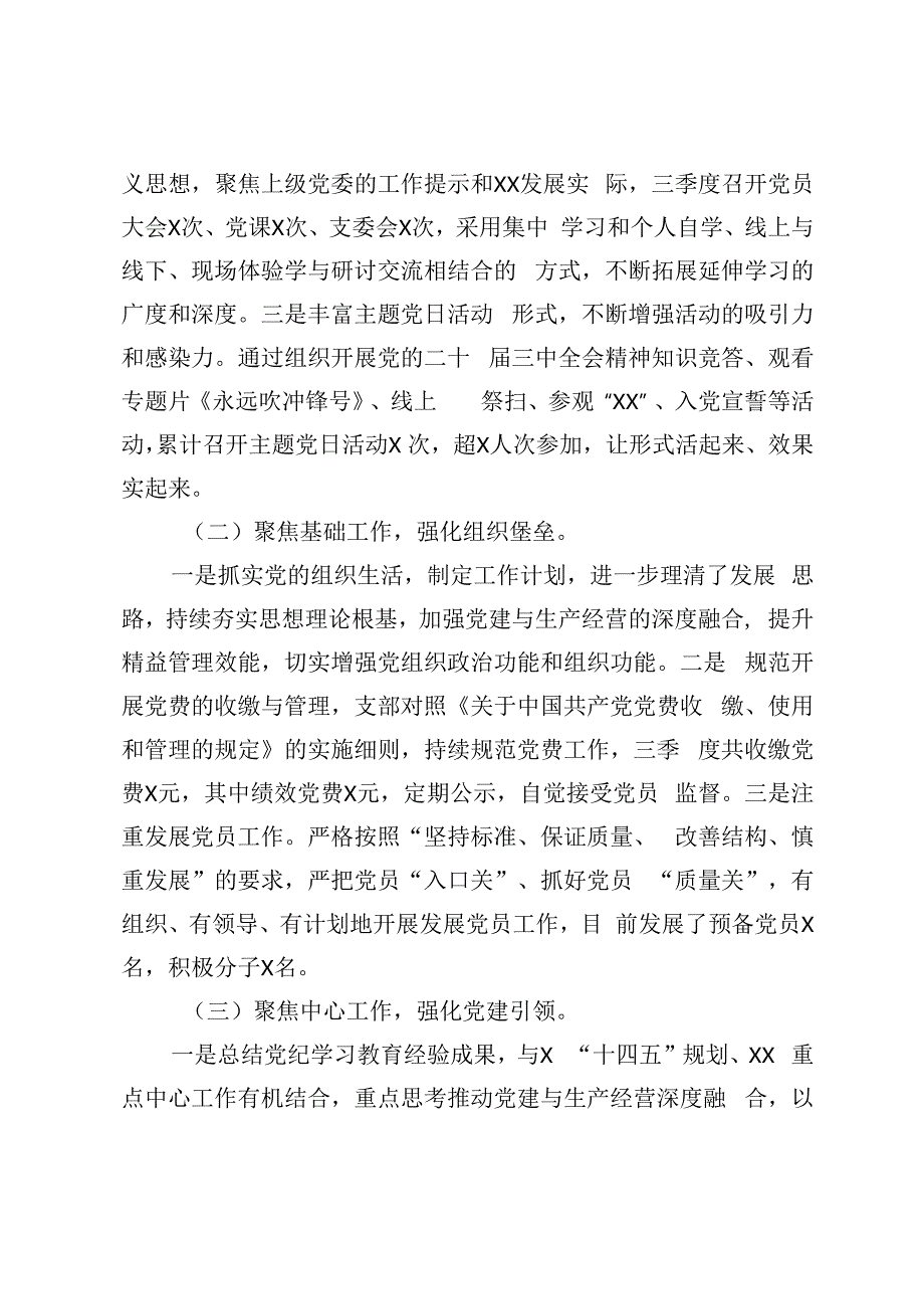 2024年前三季度党建工作总结+乡镇党建2024年第三季度工作总结.docx_第2页