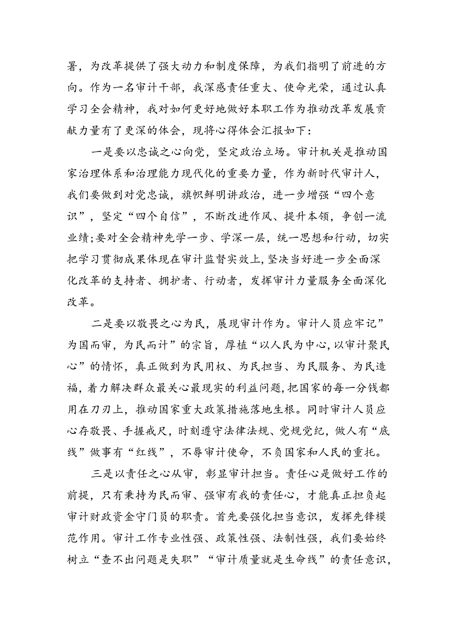 （7篇）审计干部学习二十三中全会心得体会研讨发言（精选）.docx_第2页