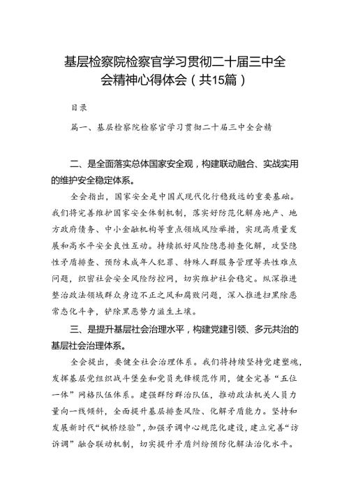 （15篇）基层检察院检察官学习贯彻二十三中全会精神心得体会（精选）.docx