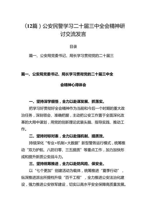 (12篇)公安民警学习二十三中全会精神研讨交流发言.docx
