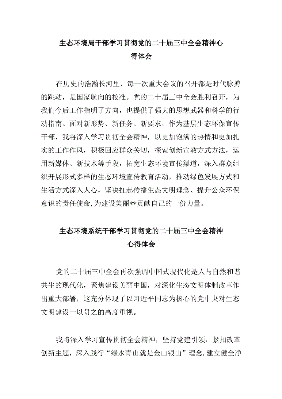 （9篇）基层生态环境部门负责人学习贯彻党的二十三中全会精神心得体会（精选）.docx_第3页