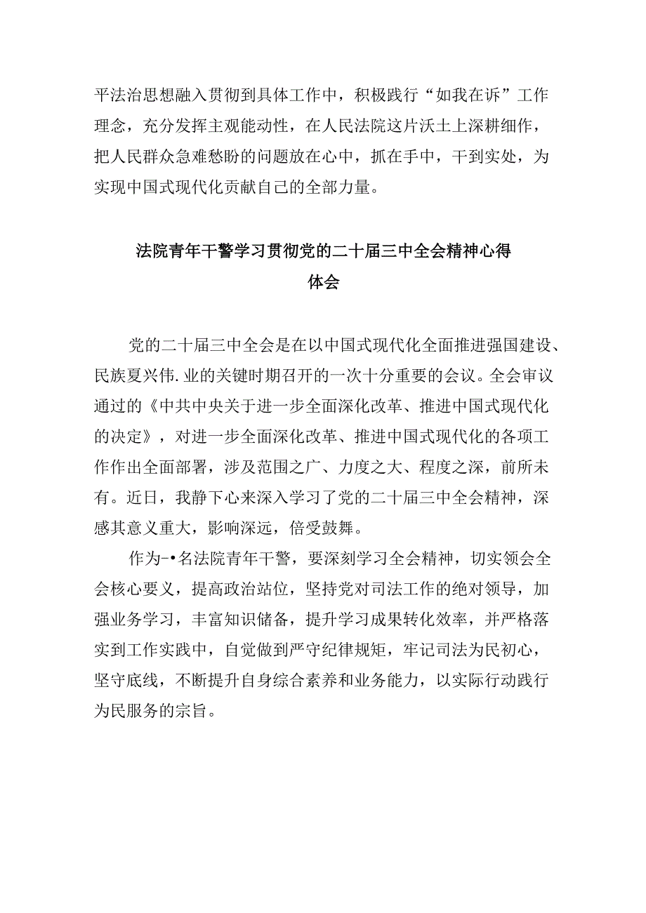 （12篇）法院青年干警学习二十三中全会精神心得研讨发言（精选）.docx_第2页