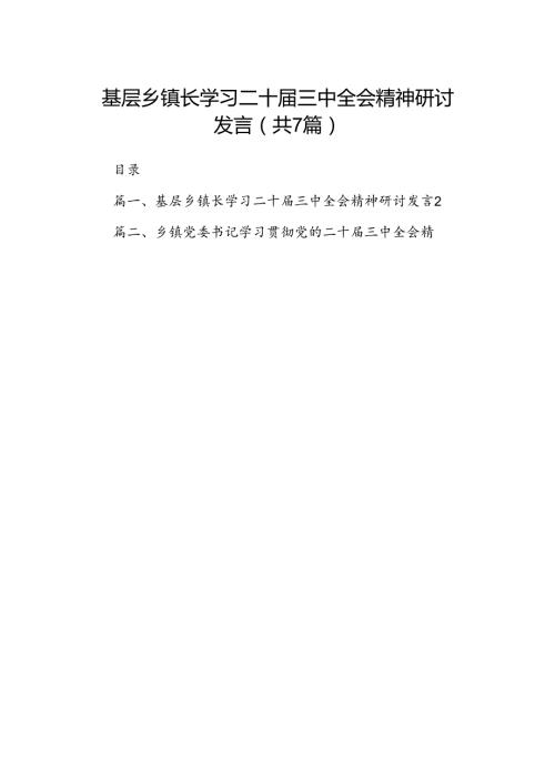 基层乡镇长学习二十三中全会精神研讨发言（共7篇）.docx