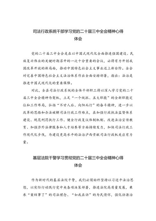 司法行政系统干部学习党的二十三中全会精神心得体会（共8篇）.docx