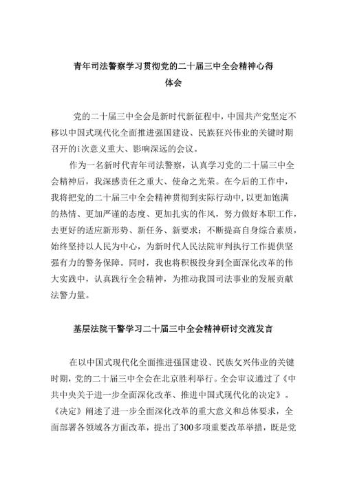 青年司法警察学习贯彻党的二十三中全会精神心得体会8篇（精选）.docx