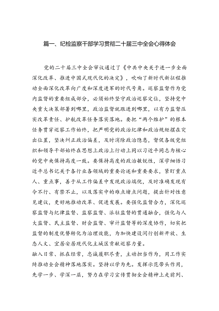 （11篇）纪检监察干部学习贯彻二十三中全会心得体会（最新版）.docx_第2页